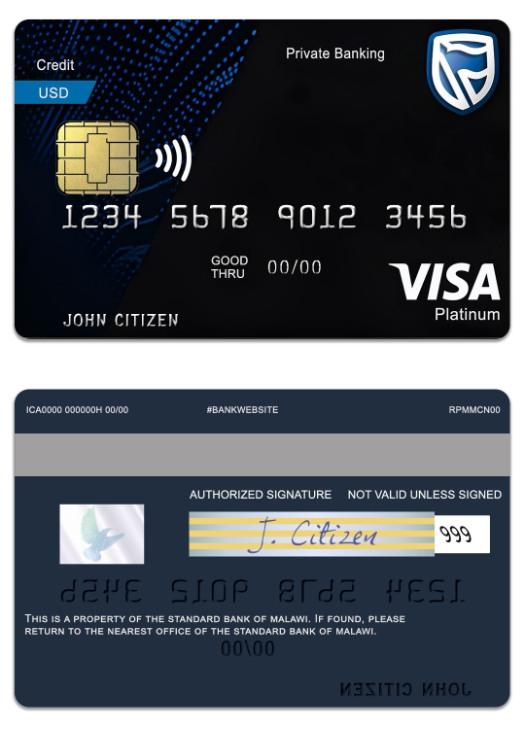 Malawi The Standard Bank platinum debit visa card